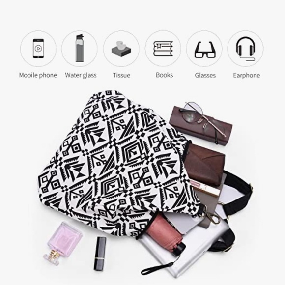 Stylish Geometric Black and White Backpack - Picture 5 of 11